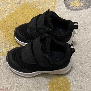 Kids Black Sneakers with Velcro Straps